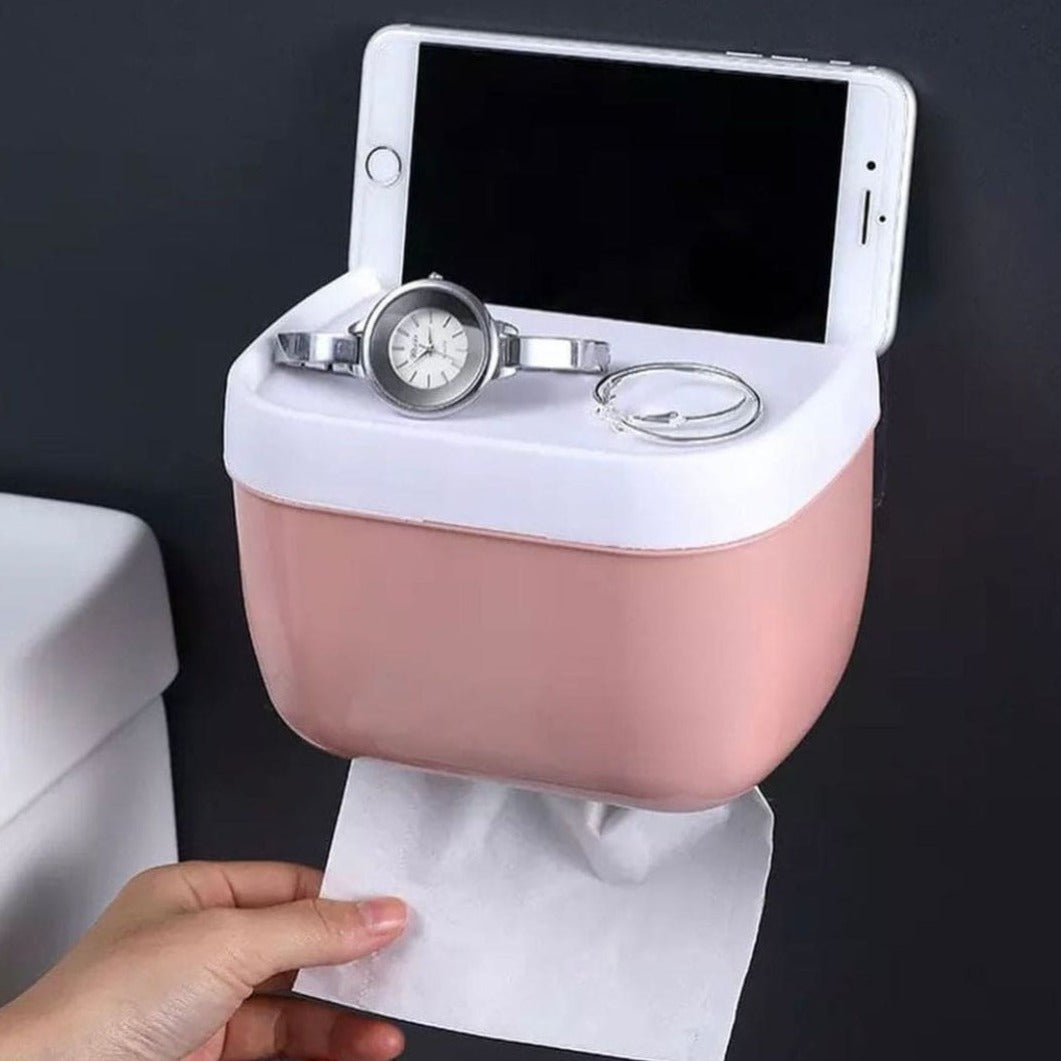 Wall Mounted Toilet Roll Holder With Shelf Storage Rack, Toilet Tissue Box, Punch-free Toilet Paper Holder Box, Waterproof Storage Toilet Paper Storage Rack Wall Mounted Toilet Roll Holder With Shelf Storage Rack, Toilet Tissue Box, Punch-free Toilet Paper Holder Box, Waterproof Storage Toilet Paper Storage Rack